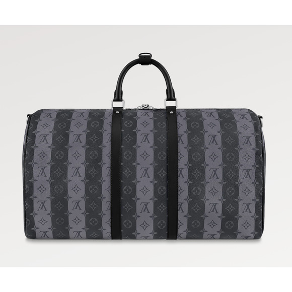 Louis Vuitton Keepall Bandouliere 55 Nigo Black Stripe Monogram Heart Travel Bag - Picture 7 of 12